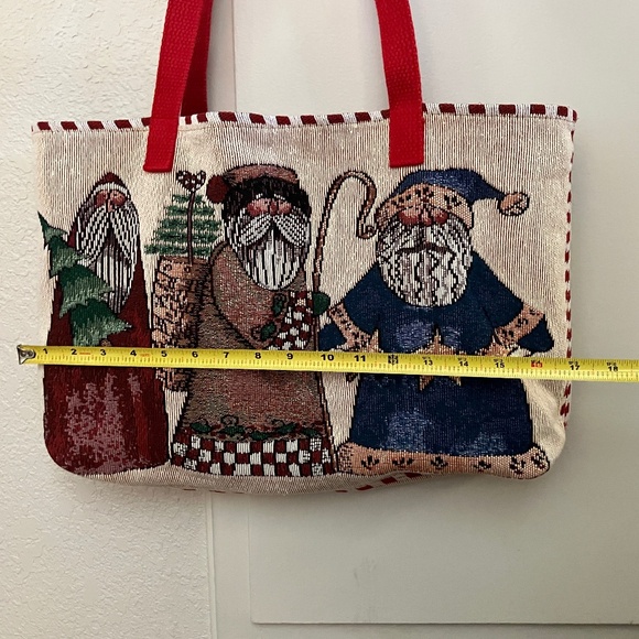Festive Christmas Santa Tote Shoulder Purse Tapestry Bag - Picture 5 of 9